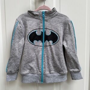 Batman 3T Girls Gray & Blue Superhero Zip Up Athletic Jacket